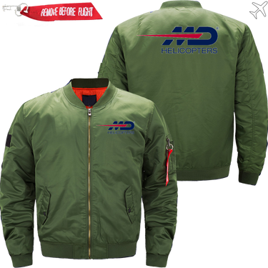 MD HELICOPTER LOGO BOMBER FLIGHT AVIATOR JACKET